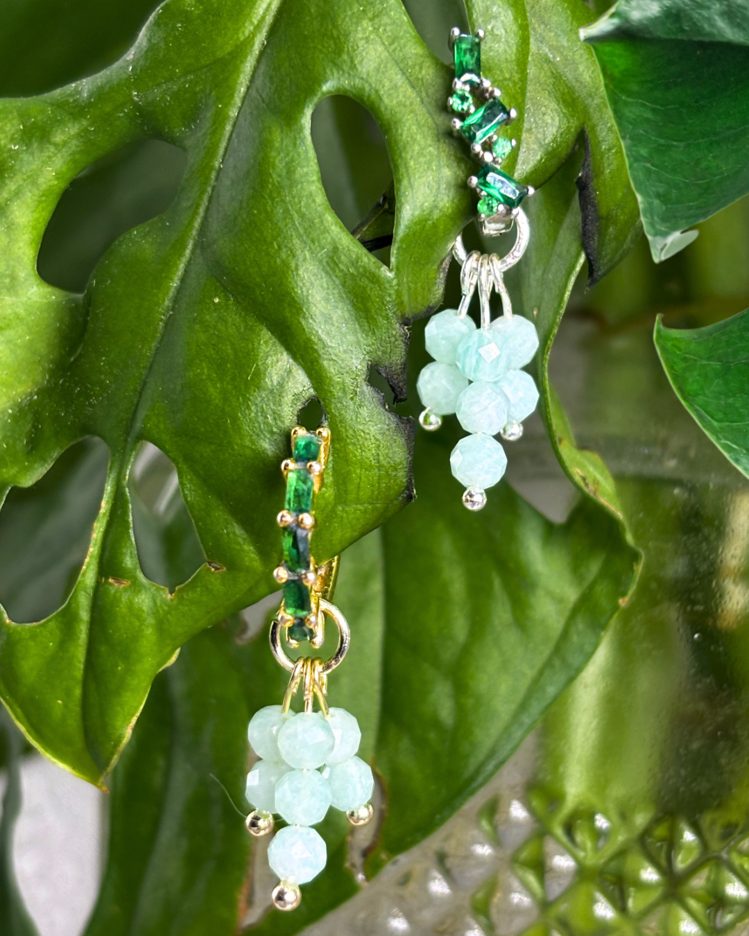 Amazonite Double Sparkle Charm PAIR