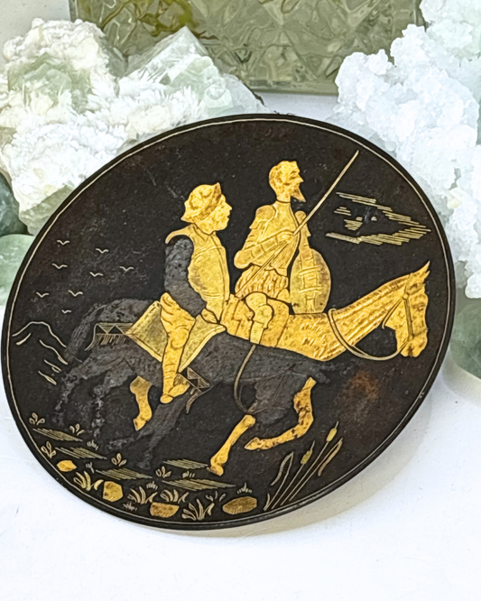 1950's Don Quixote Etched Cast Iron Wall Plaque Antique