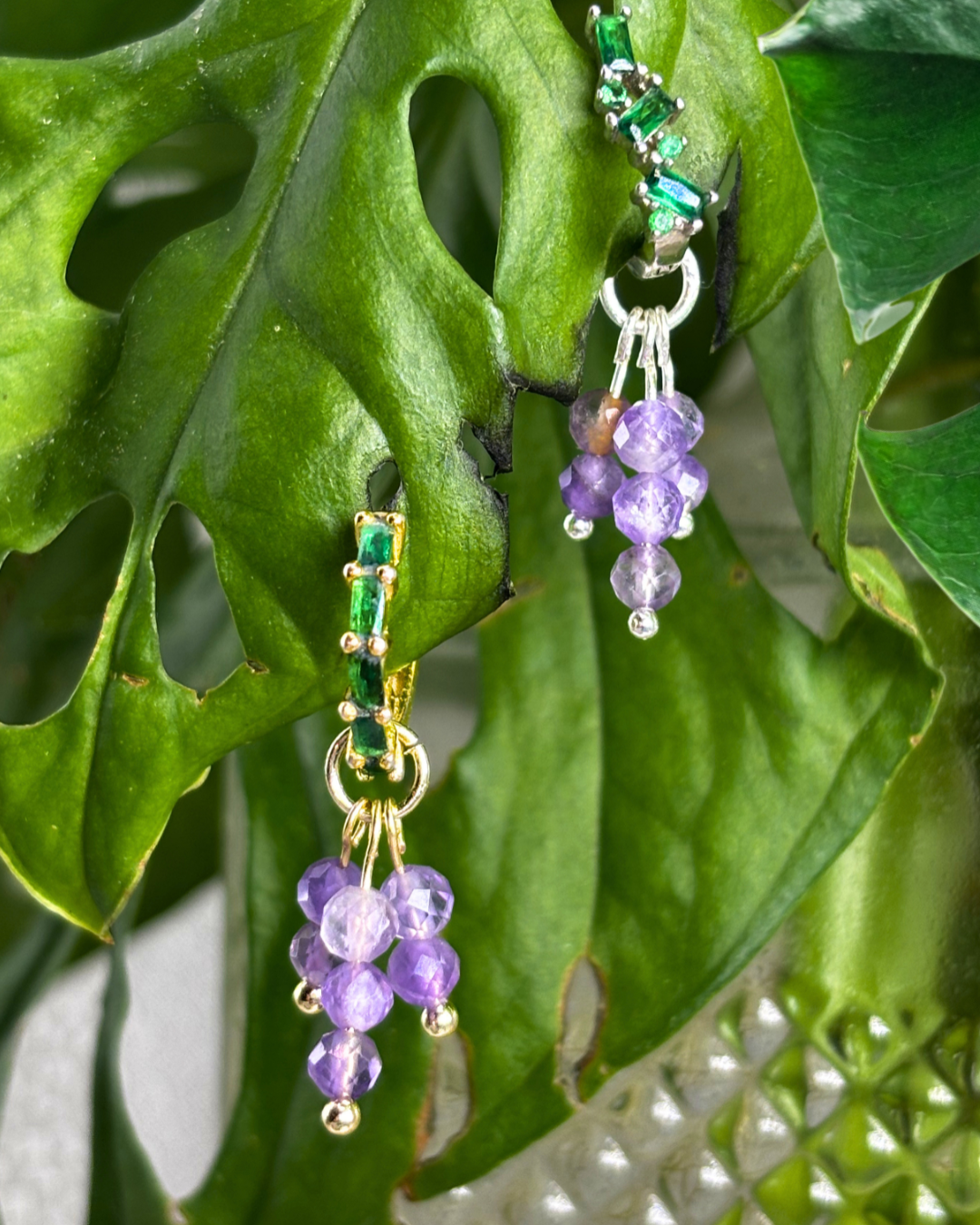 Amethyst Double Sparkle Charm PAIR