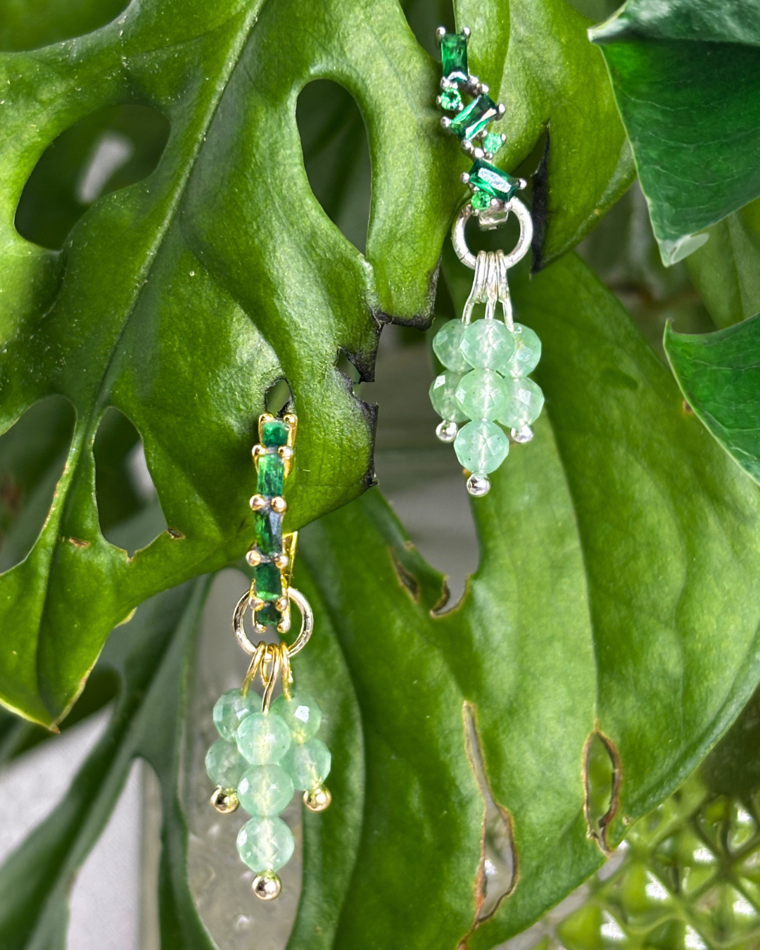 Green Aventurine Double Sparkle Charm PAIR