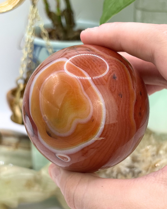 Red Agate Sphere with Stand