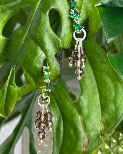 Smokey Quartz Double Sparkle Charm PAIR