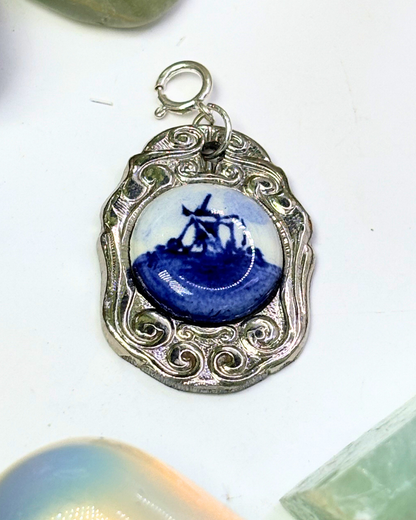Delft Windmill Porcelain Spoon Charm