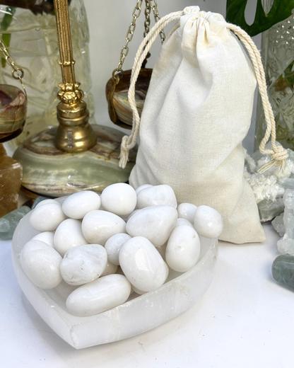 Bulk White Agate Tumbles 300g