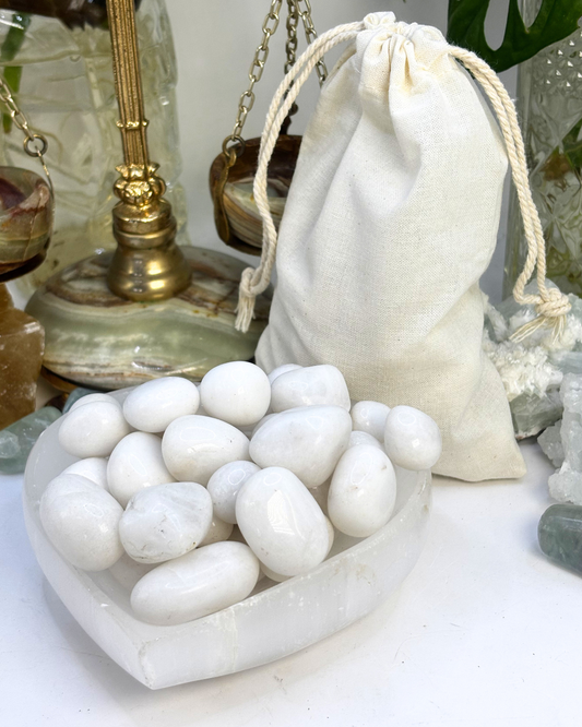 Bulk White Agate Tumbles 300g