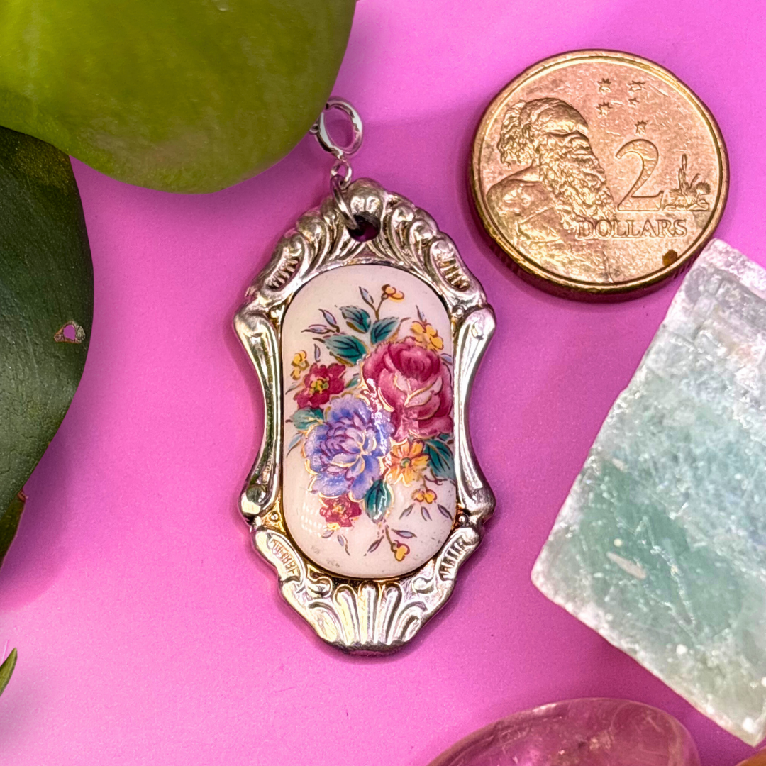 Summer Flowers Silver Spoon Charm