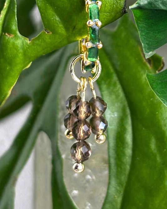 Smokey Quartz Double Sparkle Charm PAIR