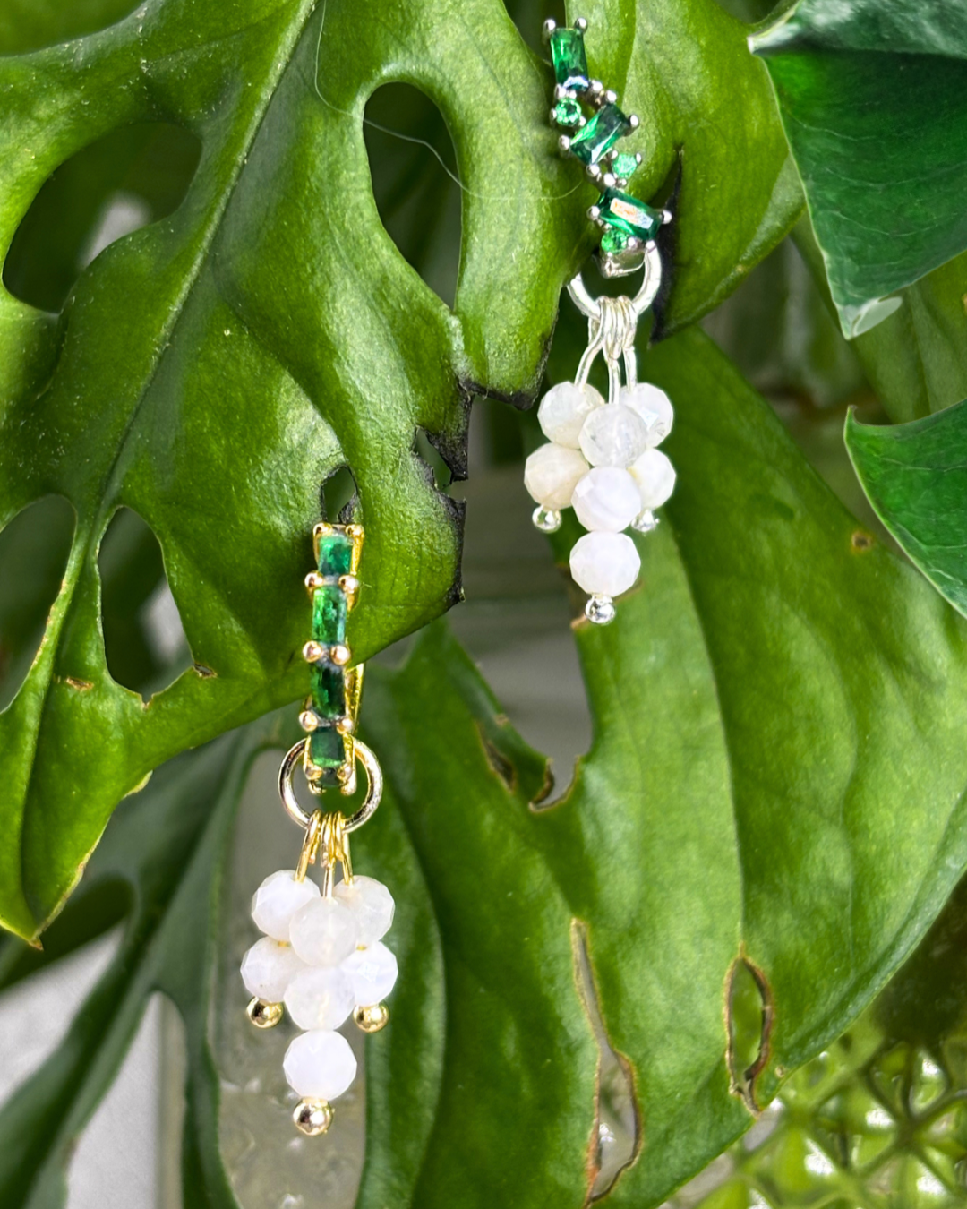 Moonstone Double Sparkle Charm PAIR