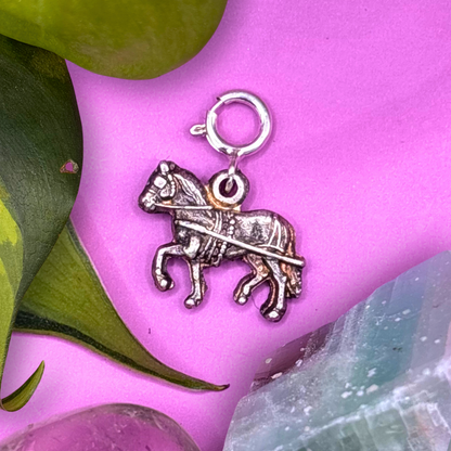 Mini Silver Carriage Horse 2D Charm