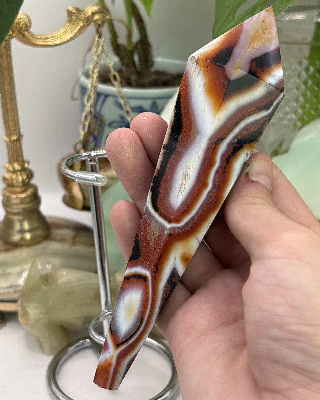 Red Agate Wand with Stand