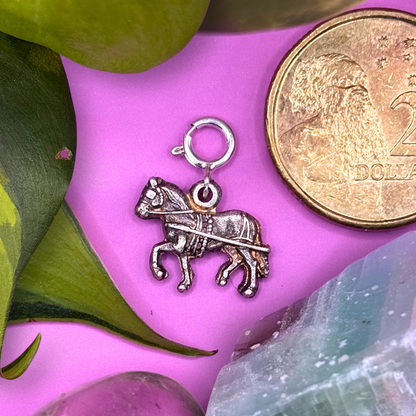 Mini Silver Carriage Horse 2D Charm