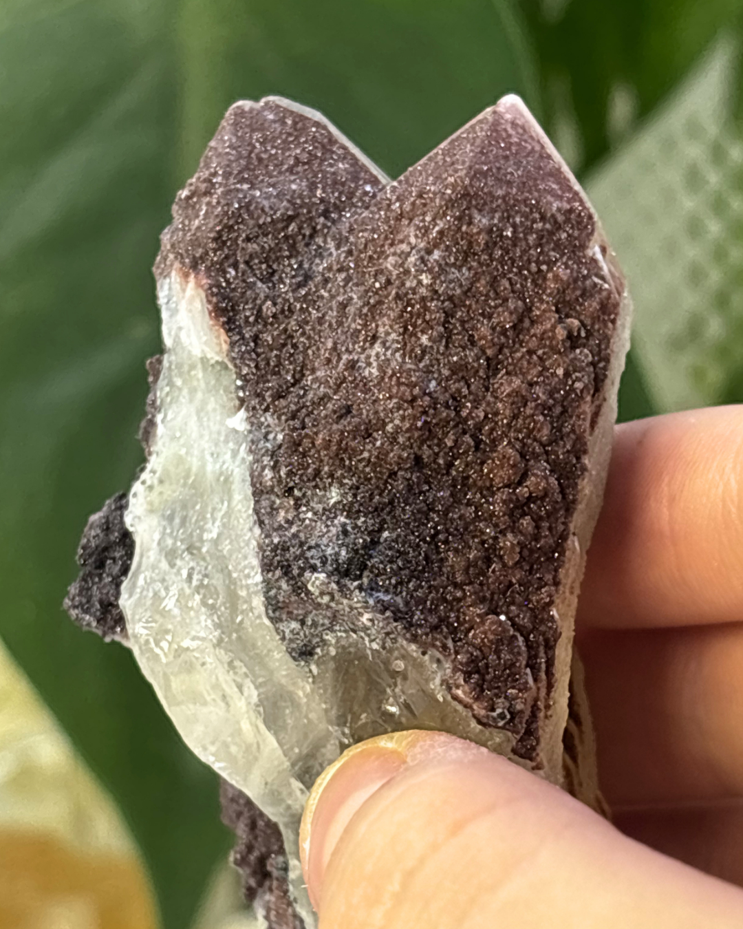 Red Calcite on Quartz Specimen