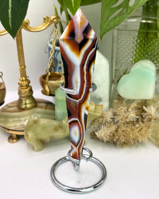 Red Agate Wand with Stand