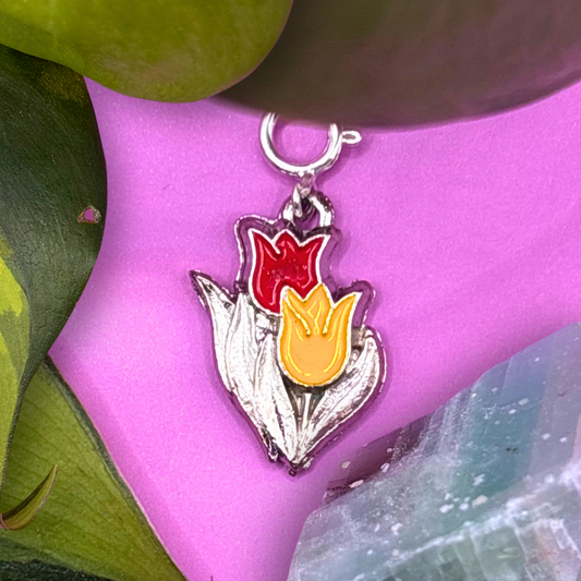 Mini Silver Colourful Tulips 2D Charm COMING 16/11