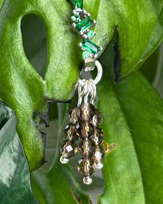 Smokey Quartz Triple Sparkle Charm PAIR