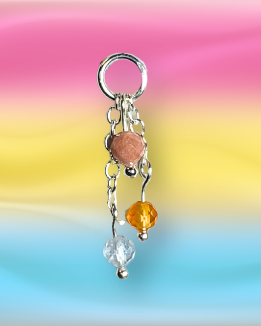 Pansexual Pride Lily of the Valley Crystal Earring Charm