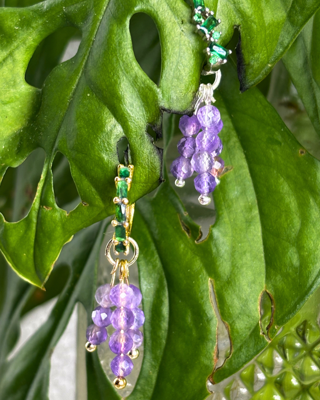 Amethyst Triple Sparkle Charm PAIR