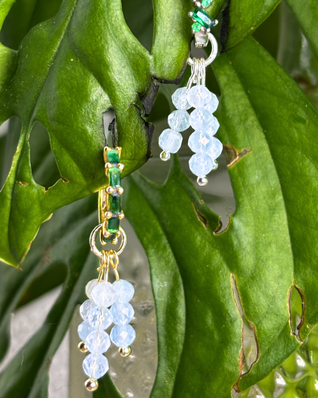 Aquamarine Triple Sparkle Charm PAIR