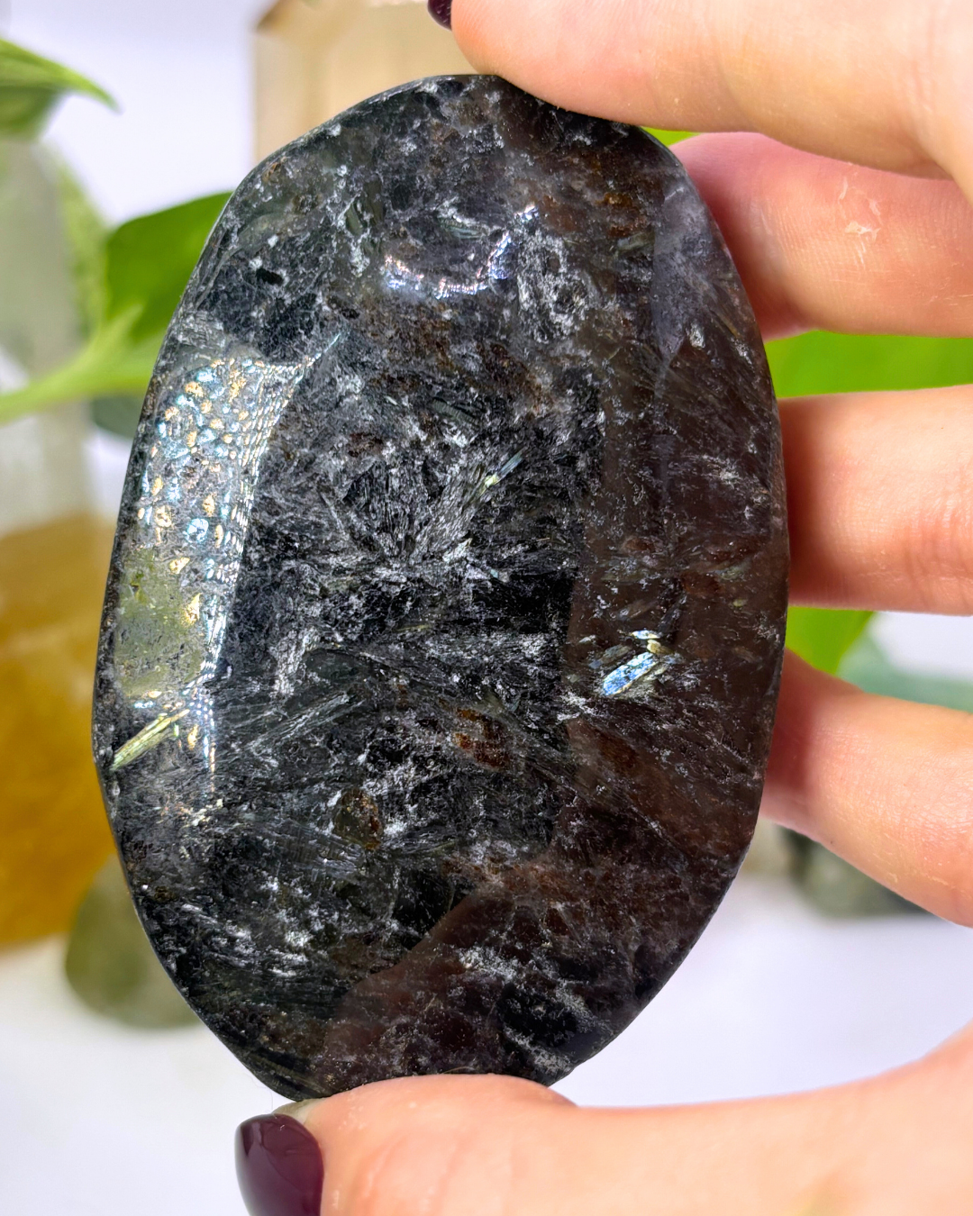 Flashy Astrophyllite Palm Stone