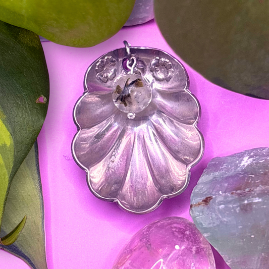 Large Silver Shell with Roses 3D Charm COMING 16/11