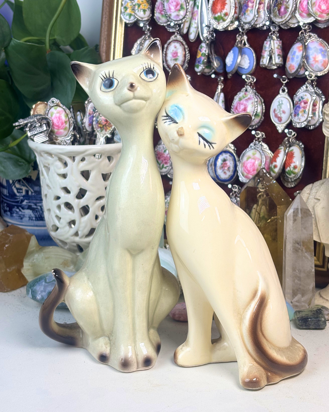 Porcelain Siamese Cat Twins