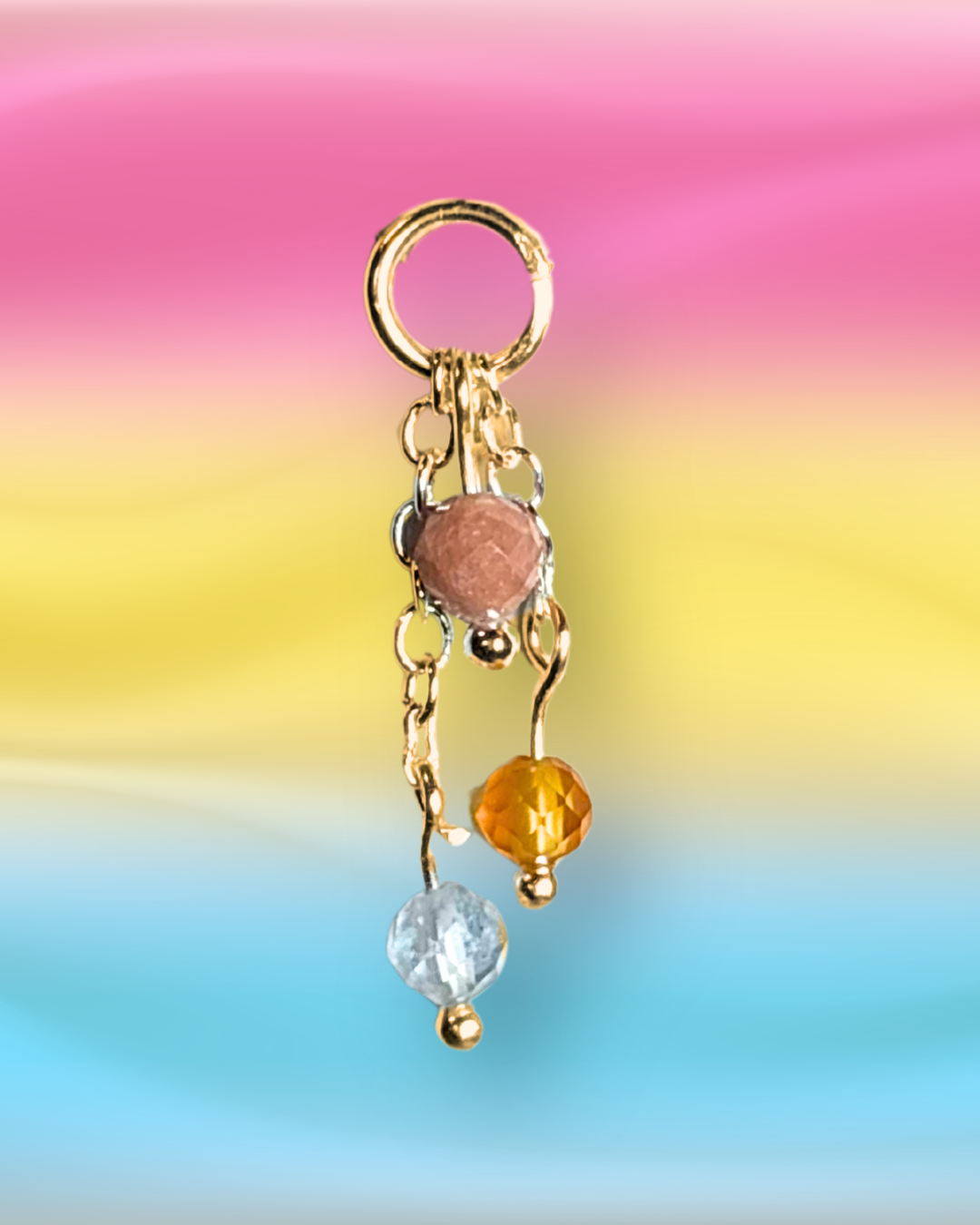 Pansexual Pride Lily of the Valley Crystal Earring Charm