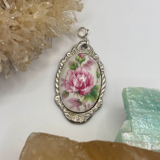 Japanese Rose Silver Spoon Charm