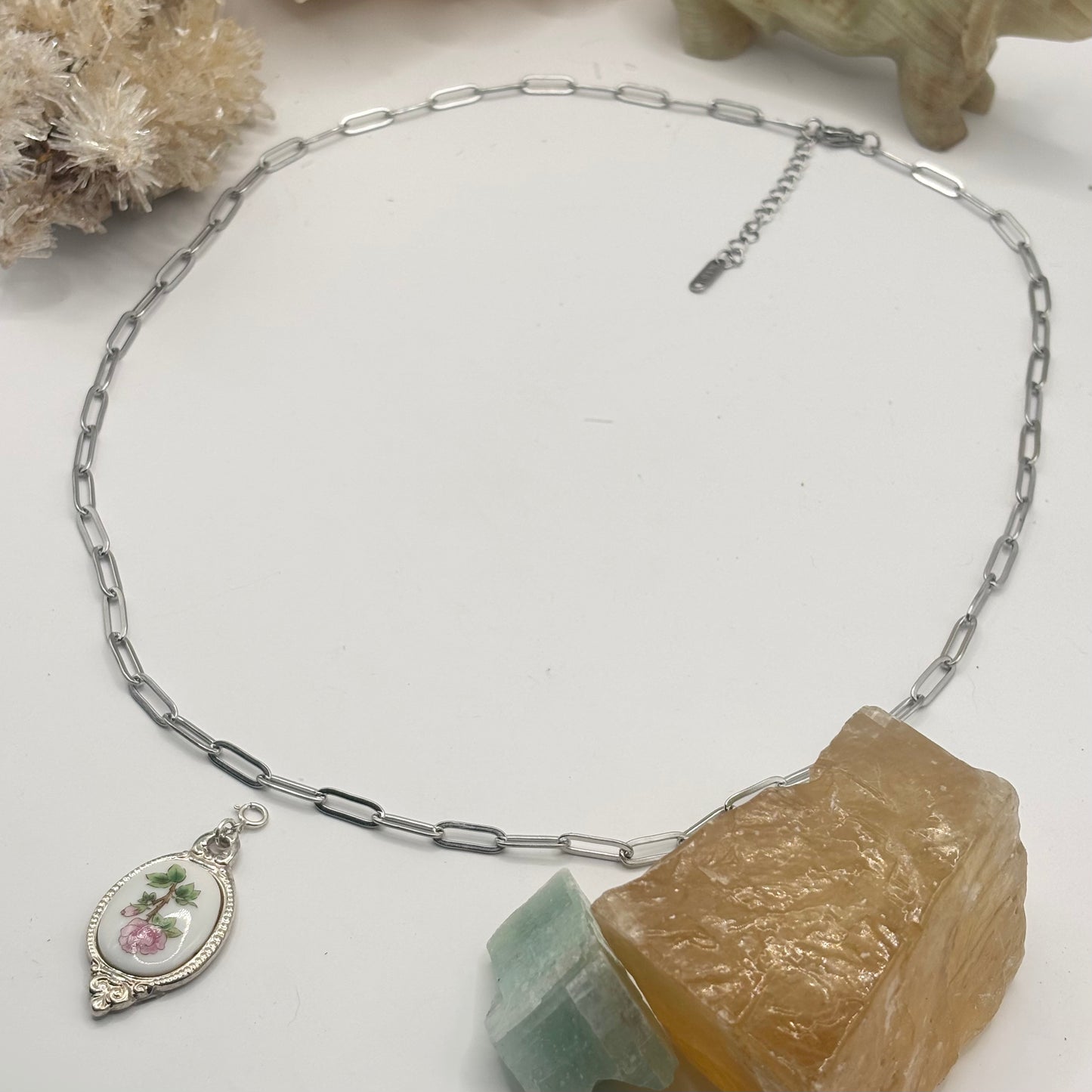 Long Silver Paperclip Chain Necklace