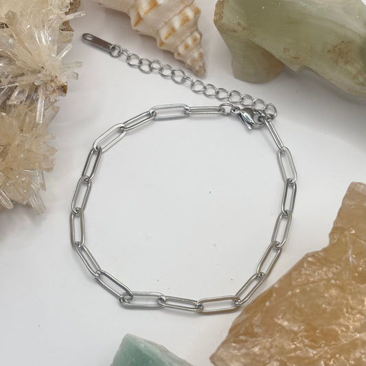 Medium Silver Paperclip Chain Bracelet