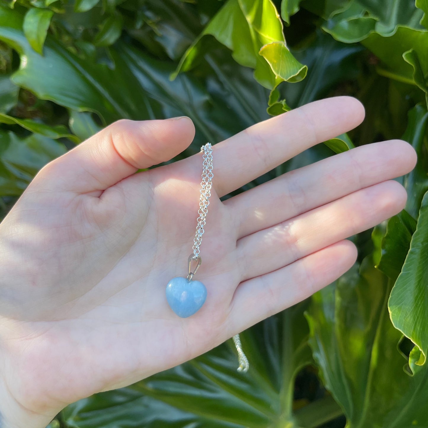 Angelite Heart Silver Necklace