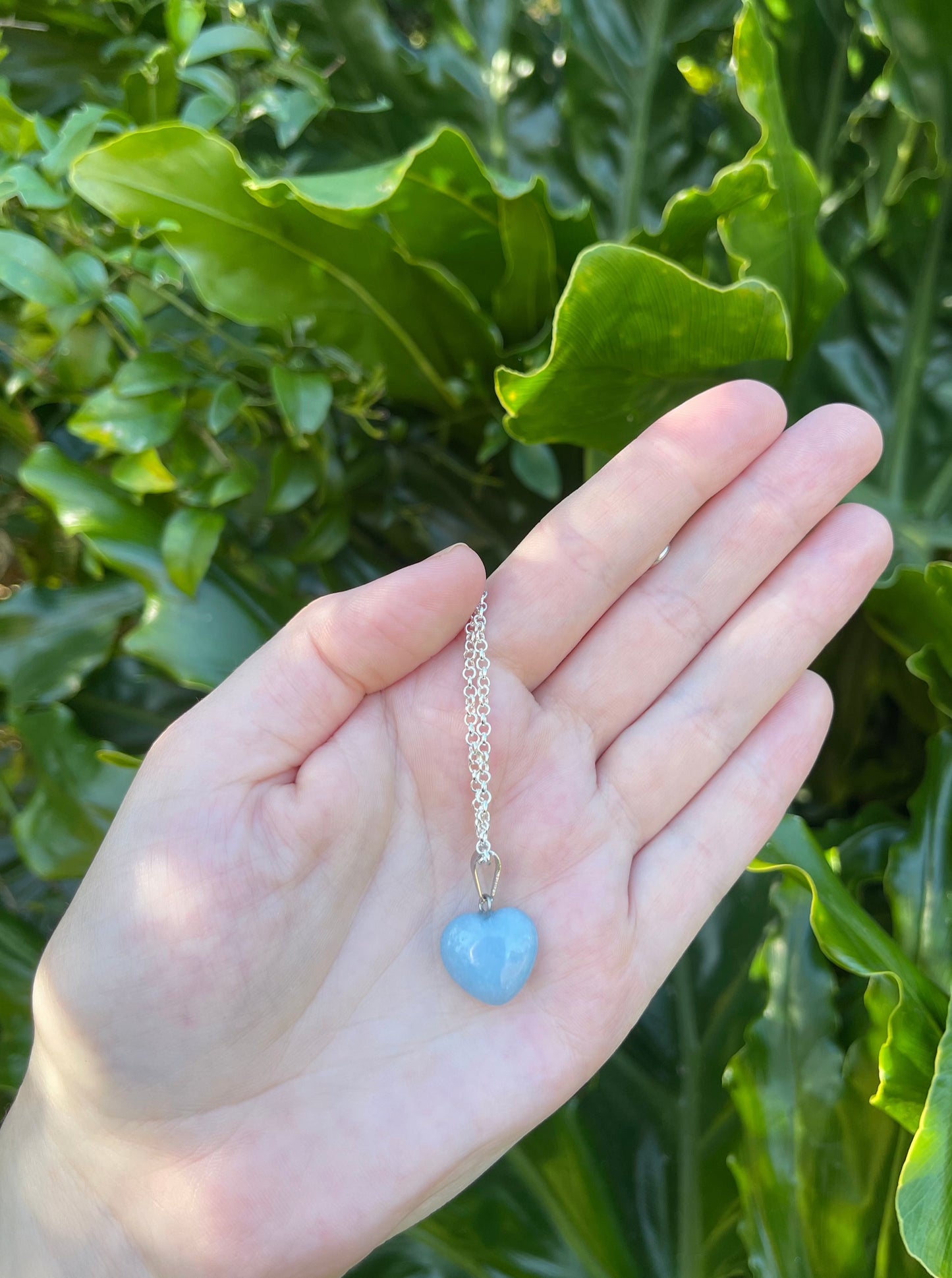 Angelite Heart Silver Necklace