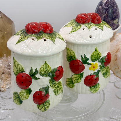 Handpainted Strawberry Mushroom Salt & Pepper Shakers