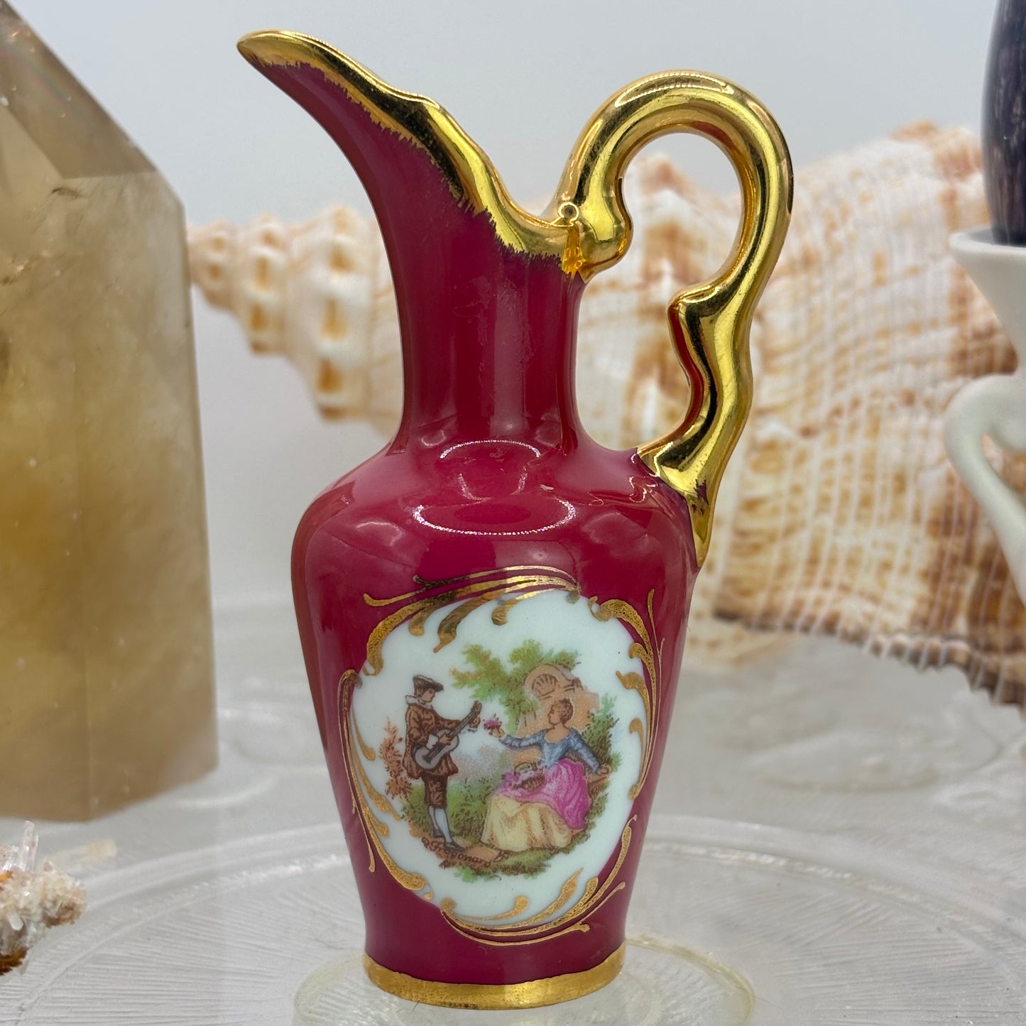 Limoges France Miniature Vase Burgundy