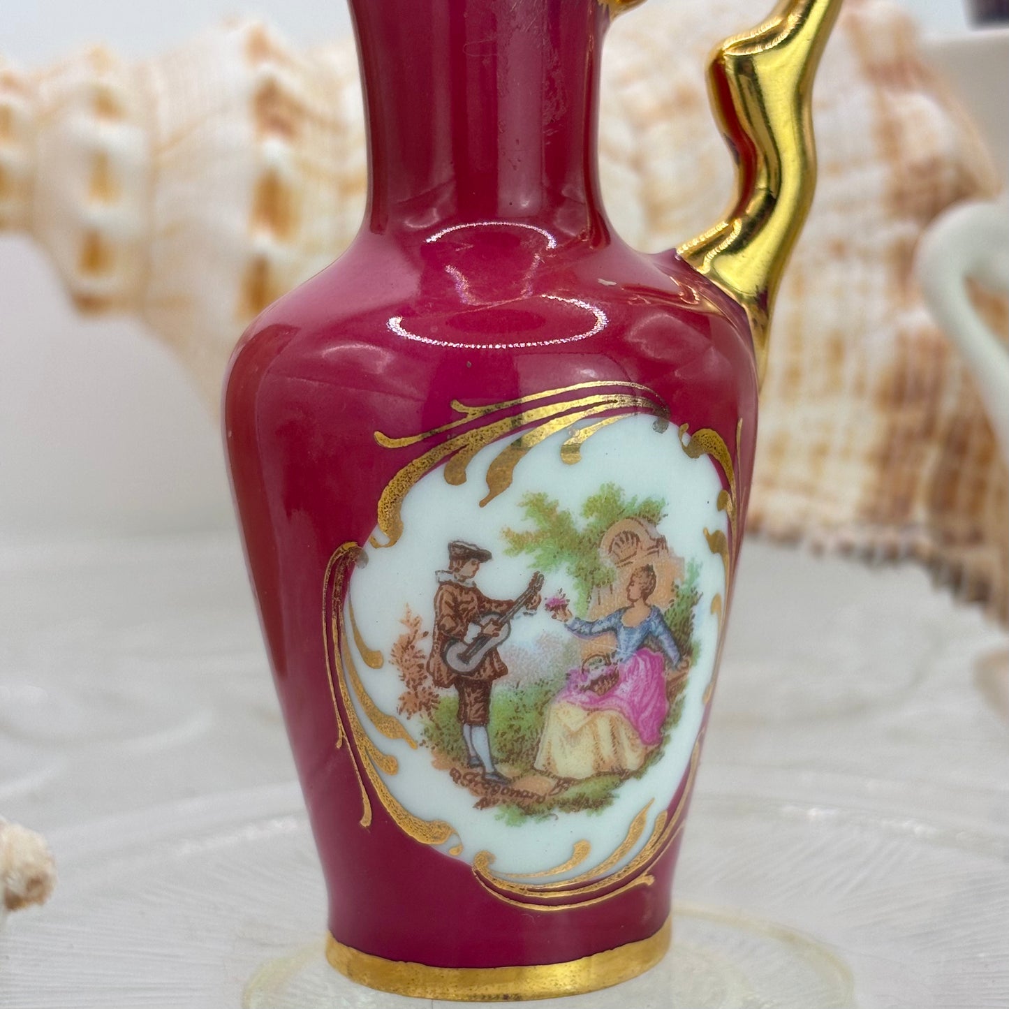Limoges France Miniature Vase Burgundy