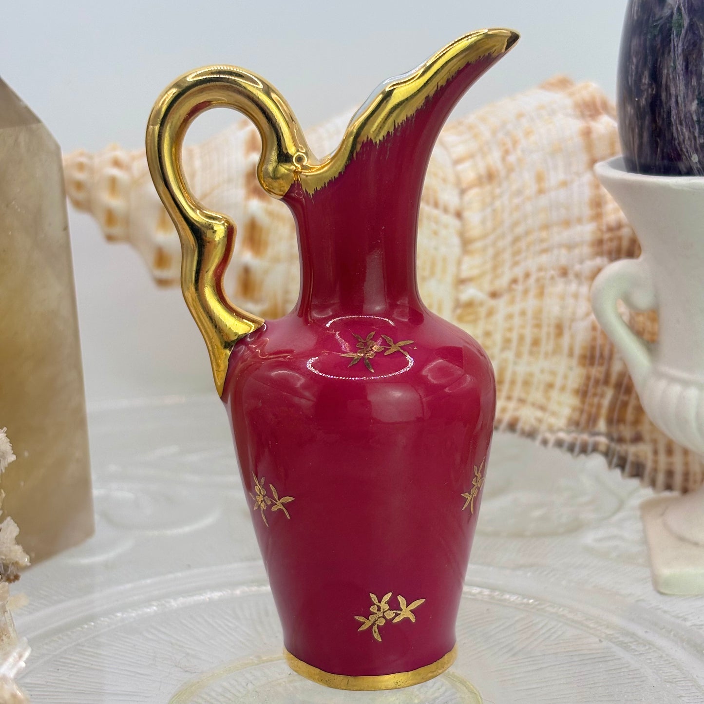 Limoges France Miniature Vase Burgundy