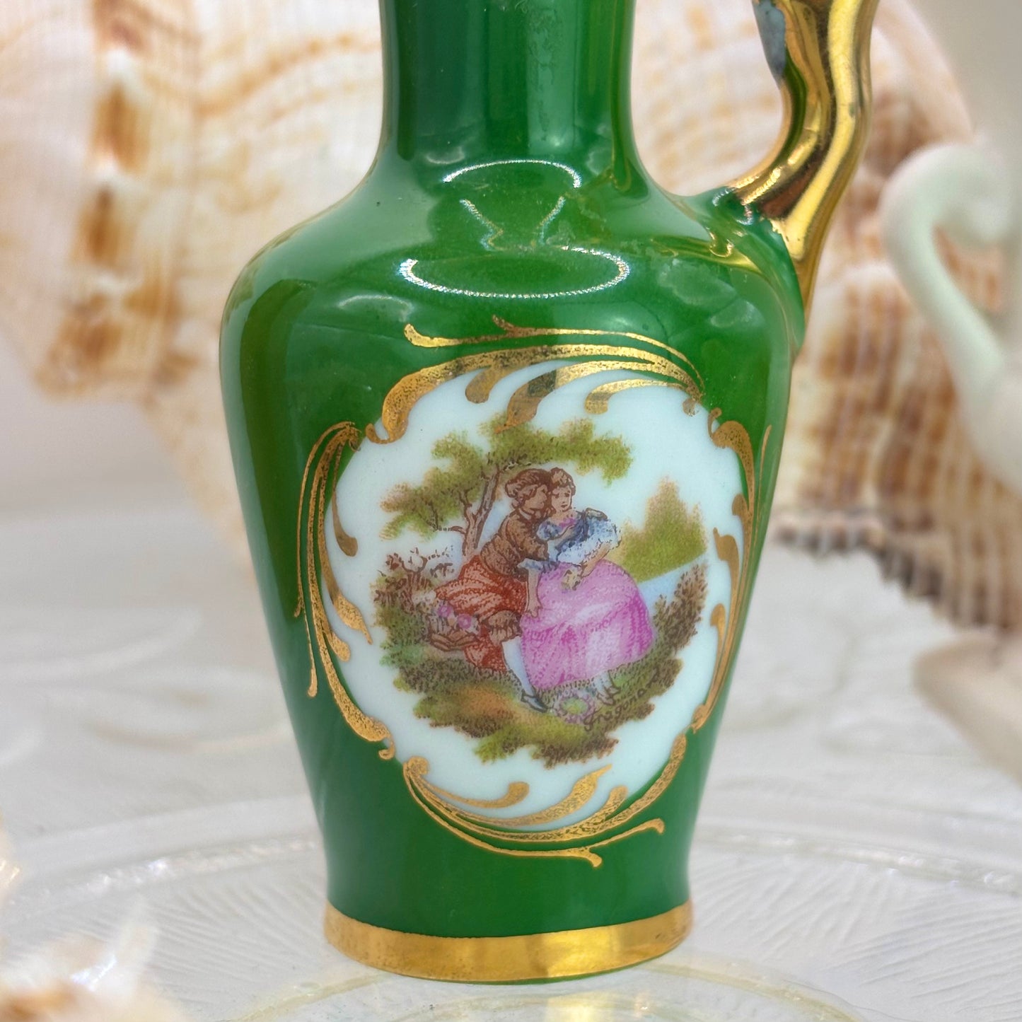 Limoges France Miniature Vase Green