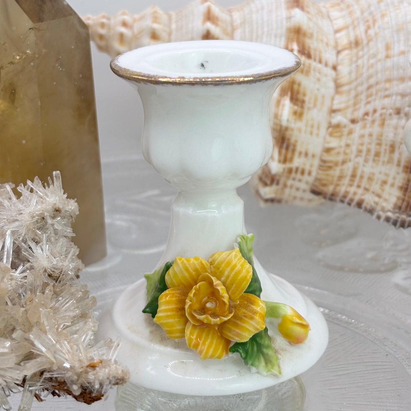 Yellow Flower Candlestick Holder