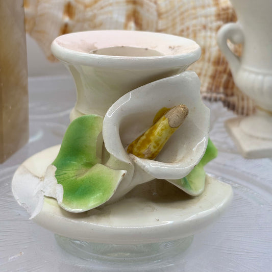 White Flower Candlestick Holder