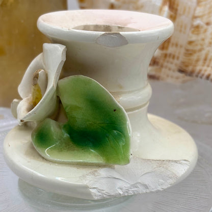 White Flower Candlestick Holder