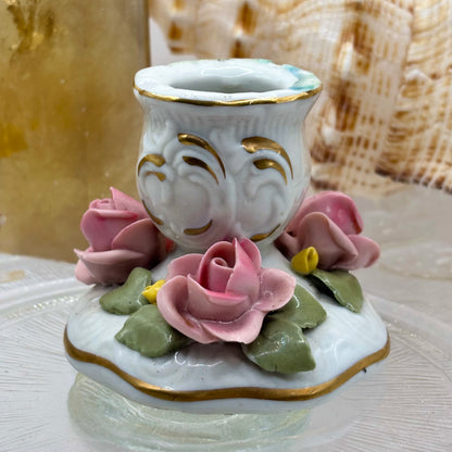 Pink Flower Candlestick Holder