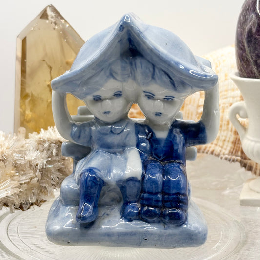 Porcelain Delft Blue Children Figurine