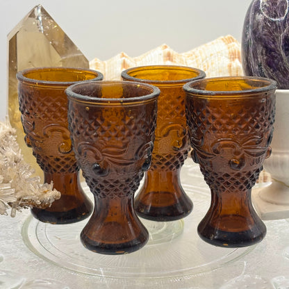 Vintage Amber Shot Glass Set of 4