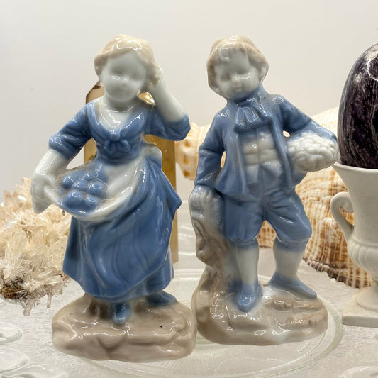 Porcelain Boy & Girl Blue Twin Figurines