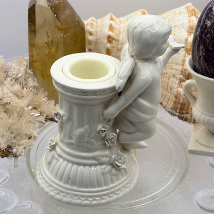 Porcelain Cherub Dinner Candle Holder