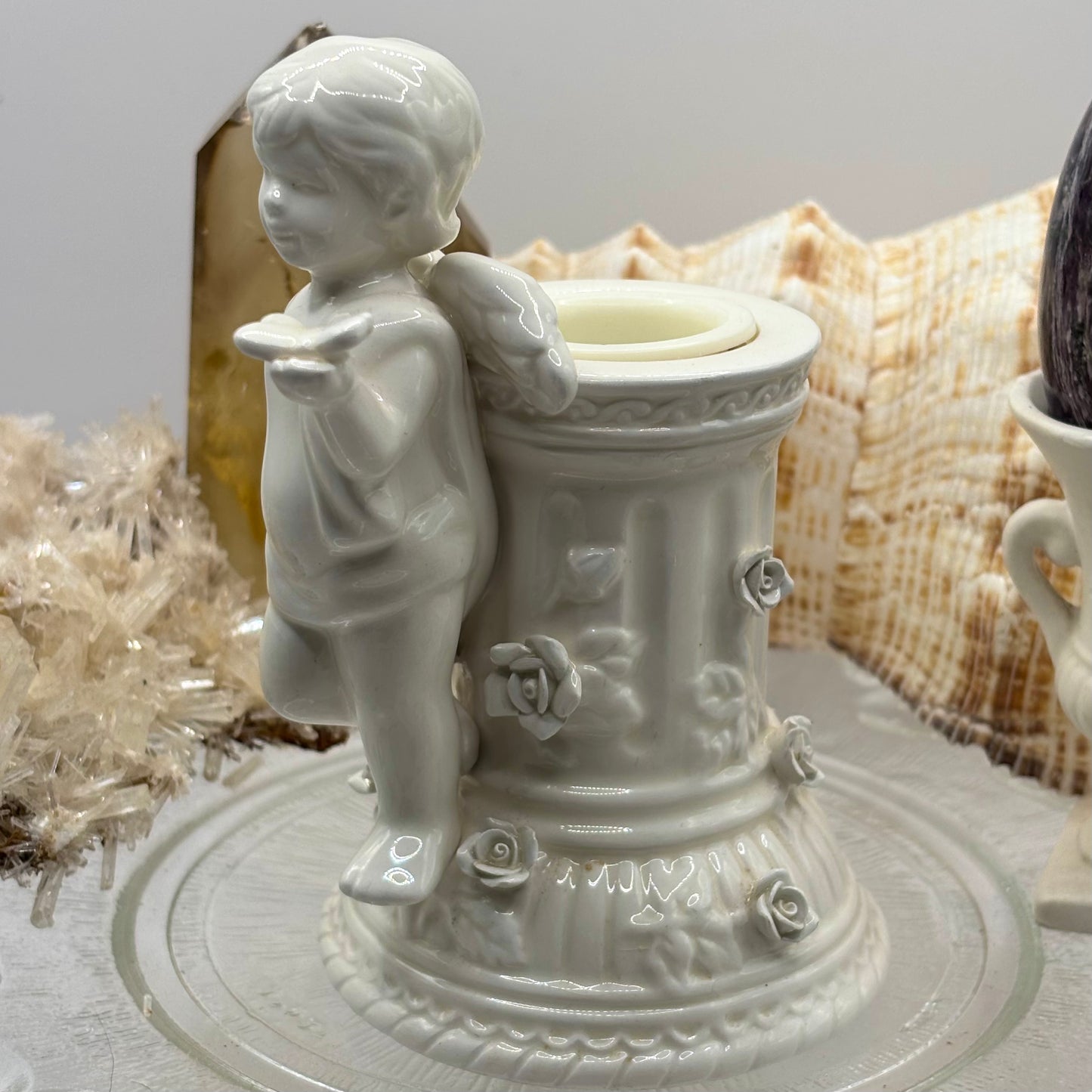 Porcelain Cherub Dinner Candle Holder