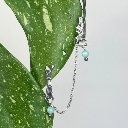 The Guide Crystals Silver | 1 PC Single Amazonite Aphrodite Chain Crystal Earring Charm