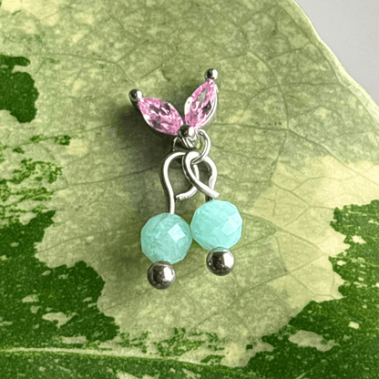 The Guide Crystals Silver | 1 PC Single Amazonite Cherry Charm for Stud Earrings