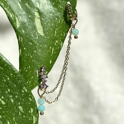 The Guide Crystals Gold | 1 PC Single Amazonite Cordellia Chain Crystal Earring Charm