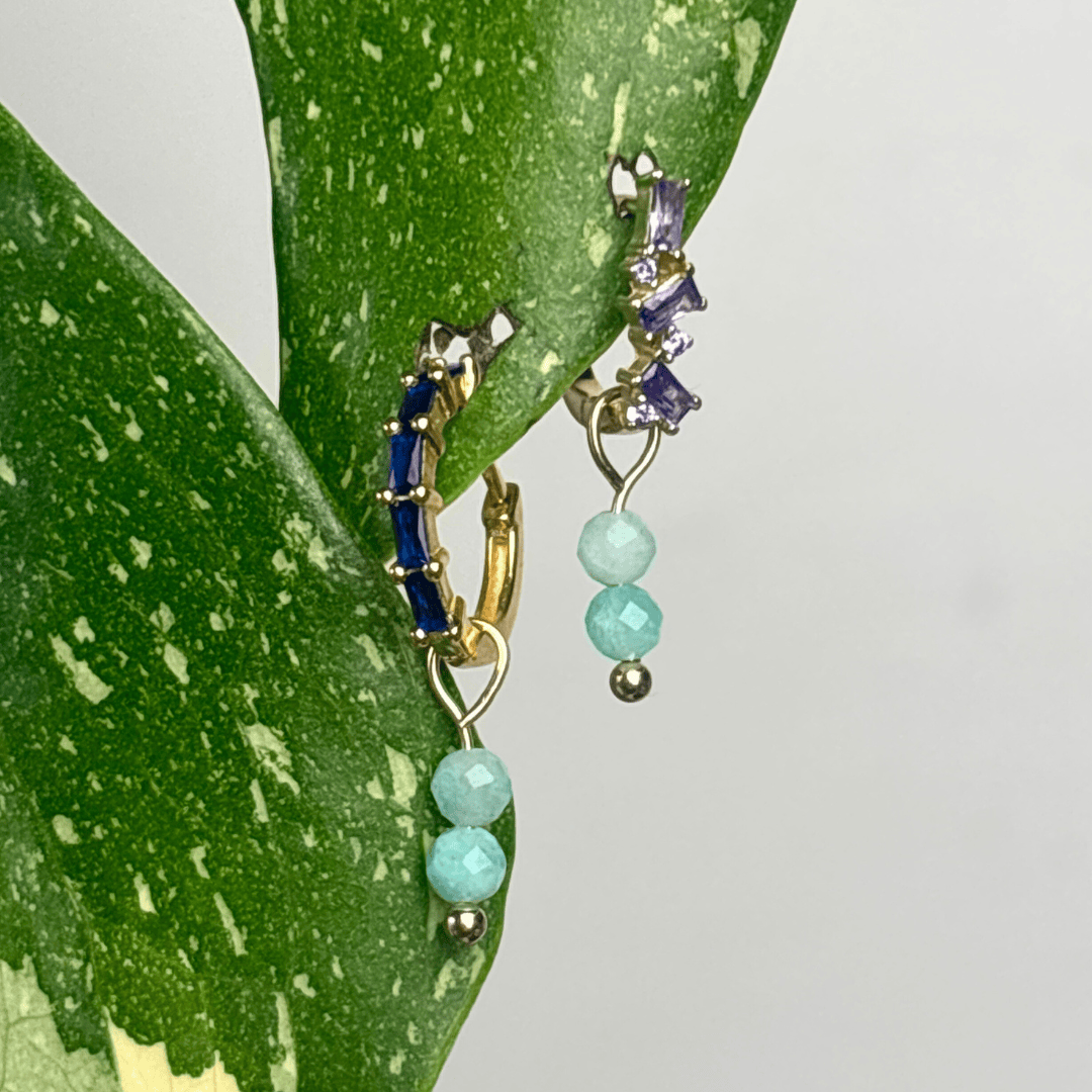 The Guide Crystals Gold Amazonite Double Dew Drop Crystal Earring Charms