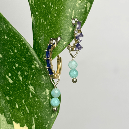 The Guide Crystals Gold Amazonite Double Dew Drop Crystal Earring Charms